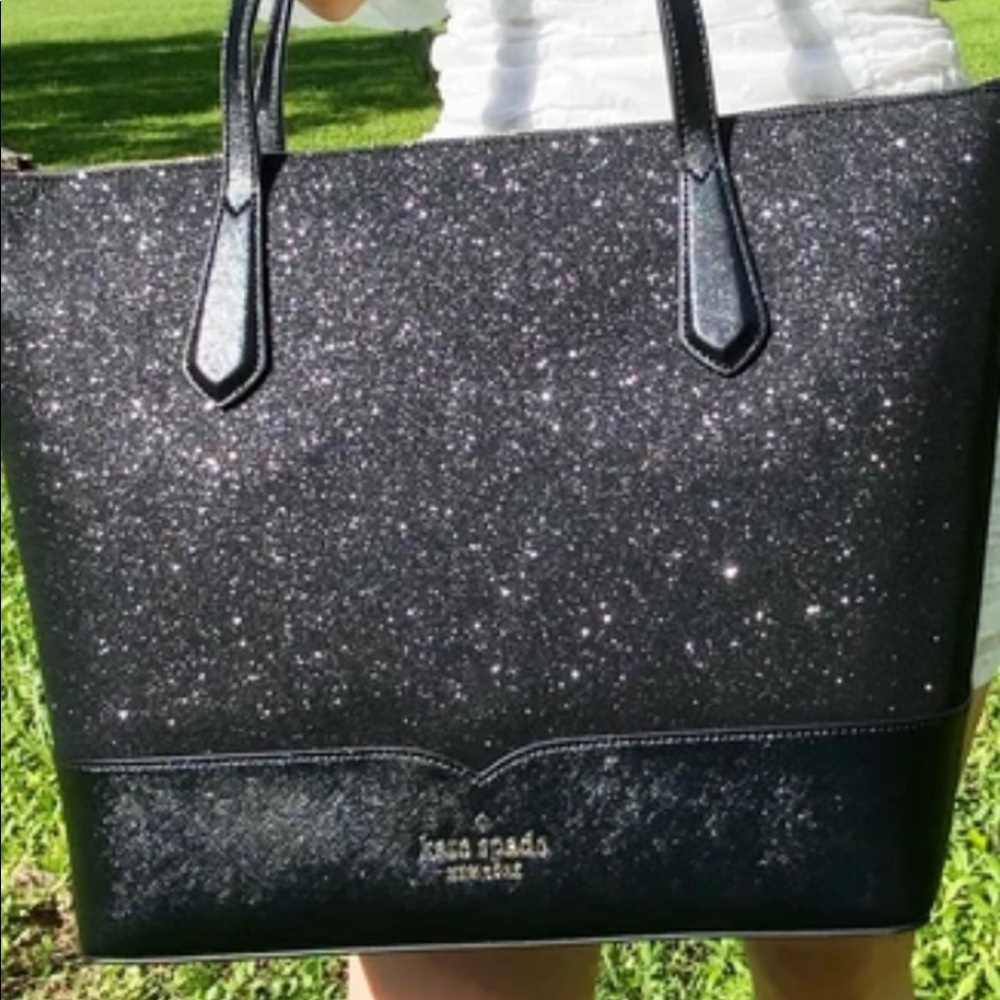 NWT Kate Spade Large Glitter Black Lola